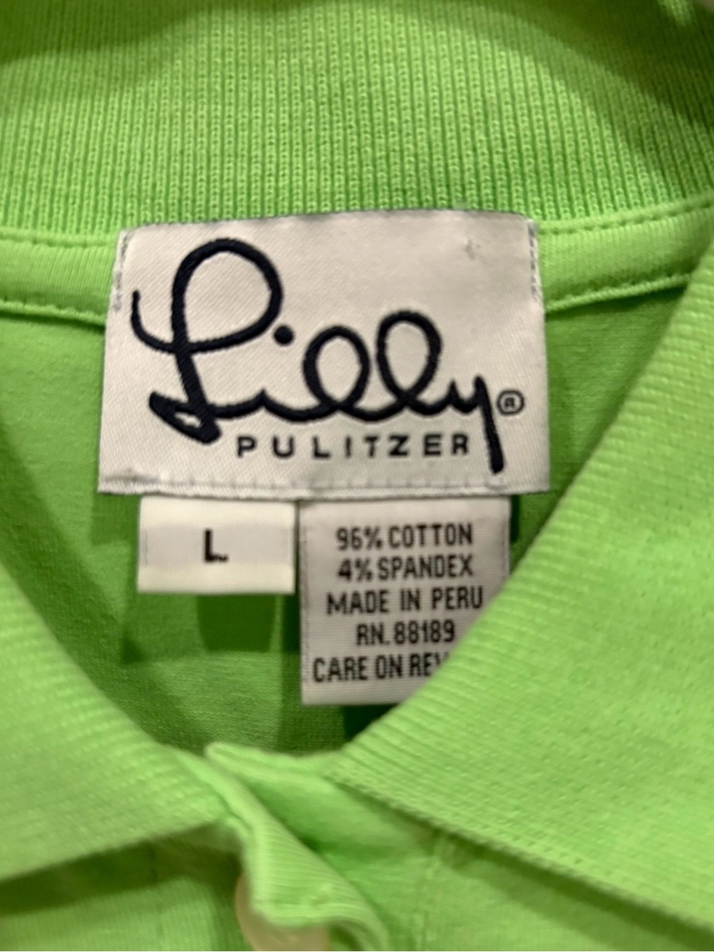 Lilly Pulitzer Lime Green Polo with Palm Embroidery - Picture 3 of 6